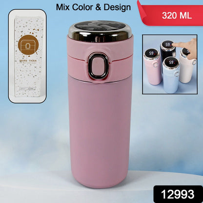Smart Vacuum Insulated Water Bottle with LED Temperature Display, Cold & Hot | Leak Proof | Office Bottle | Gym | Home | Kitchen | Hiking | Trekking | Travel Bottle (Mix Color & Design / 320 ML)