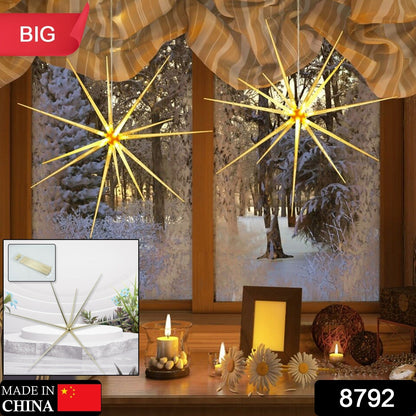 3D Gold Star Hanging Decoration Star, Acrylic Look Hanging Luminous Star for Windows, Home, Garden Festive Embellishments for Holiday Parties Weddings Birthday Home Decoration (Big)