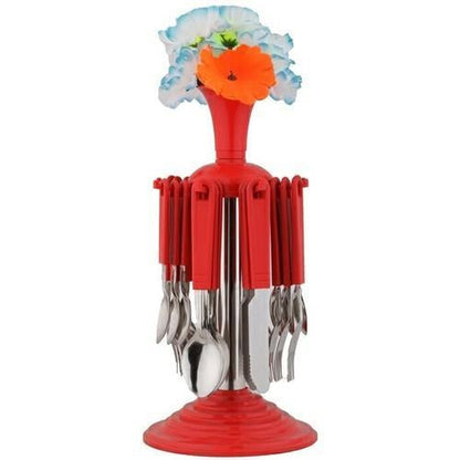 104 New Stylish 24 Pcs Plastic, Stainless Steel Cutlery Set (Pack of 24)