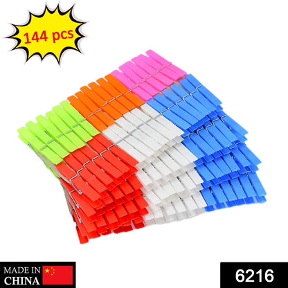 6216 Multi Purpose Plastic Clothes Clips for Cloth Drying Clips (set of 144Pc)