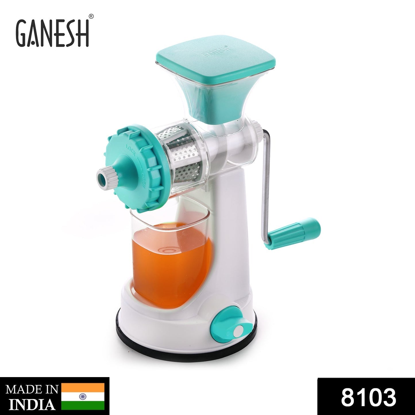 8103 Ganesh Kitchenware Plastic Hand Juicer New Smart Fruit & Vegetable Multipurpose Juicer (Color:Random Green,Blue,Red,Orange) ( Colors May Vary ) (Multicolor Pack of 1)