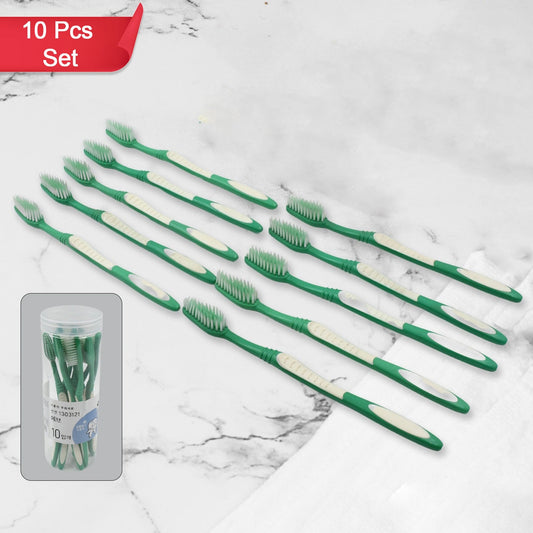 Plastic Toothbrush With Plastic Round Box for Men and Women, Kids, Adults Plastic Toothbrush (10 pcs Set)