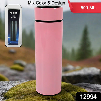 Smart Vacuum Insulated Water Bottle with LED Temperature Display, Cold & Hot | Leak Proof | Office Bottle | Gym | Home | Kitchen | Hiking | Trekking | Travel Bottle (Mix Color & Design / 500 ML)
