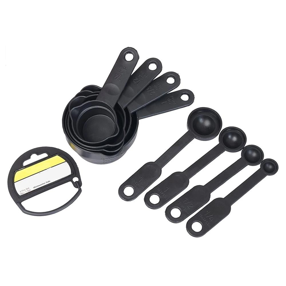 106 Plastic Measuring Cups and Spoons (8 Pcs, Black) Party Hat