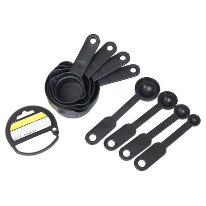 106 Plastic Measuring Cups and Spoons (8 Pcs, Black) Party Hat