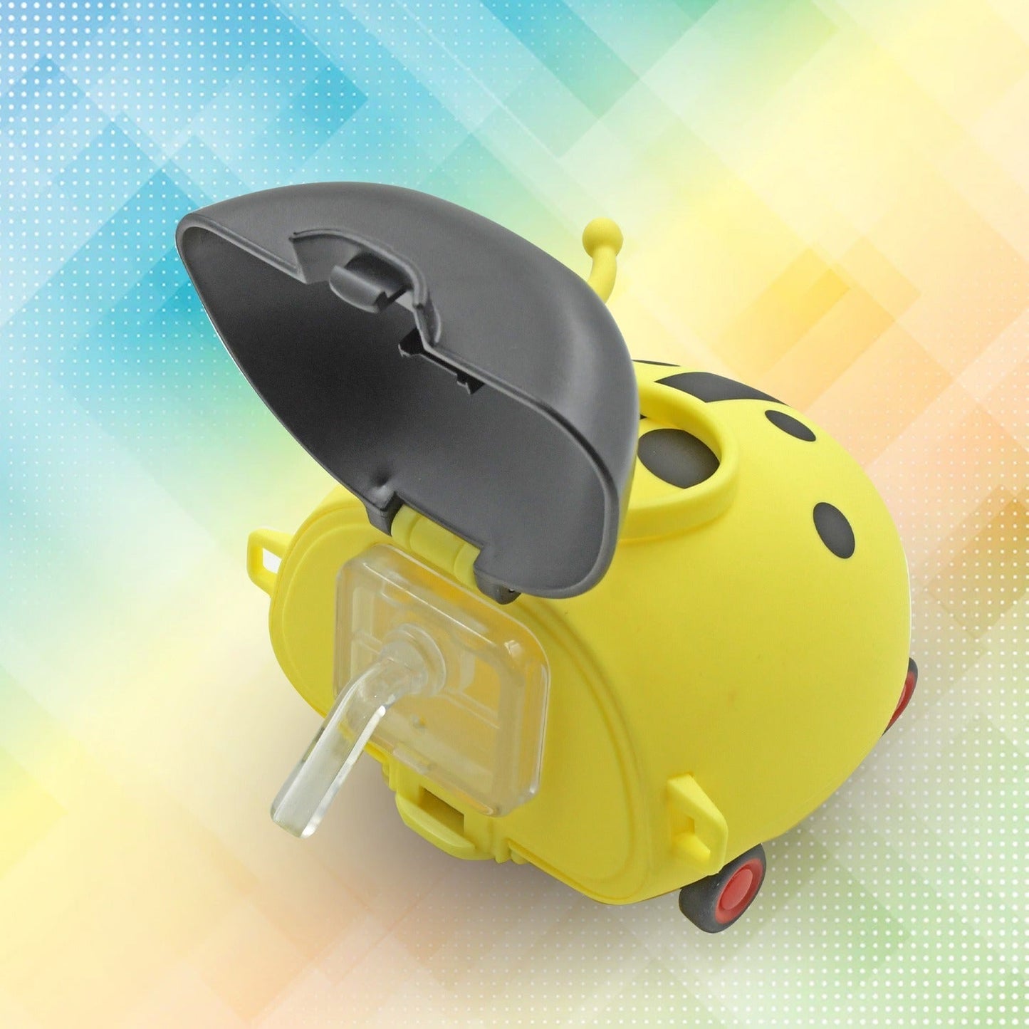 Cute Plastic Bug Shape Water Bottle with adjustable shoulder strap, 4 wheel & Straw, portable drinking cup Water Bottle For Kids | Water Bottle | Return Gift For Kids | Water Bottle With Straw | School Kinds Water Bottle (1 Pc)