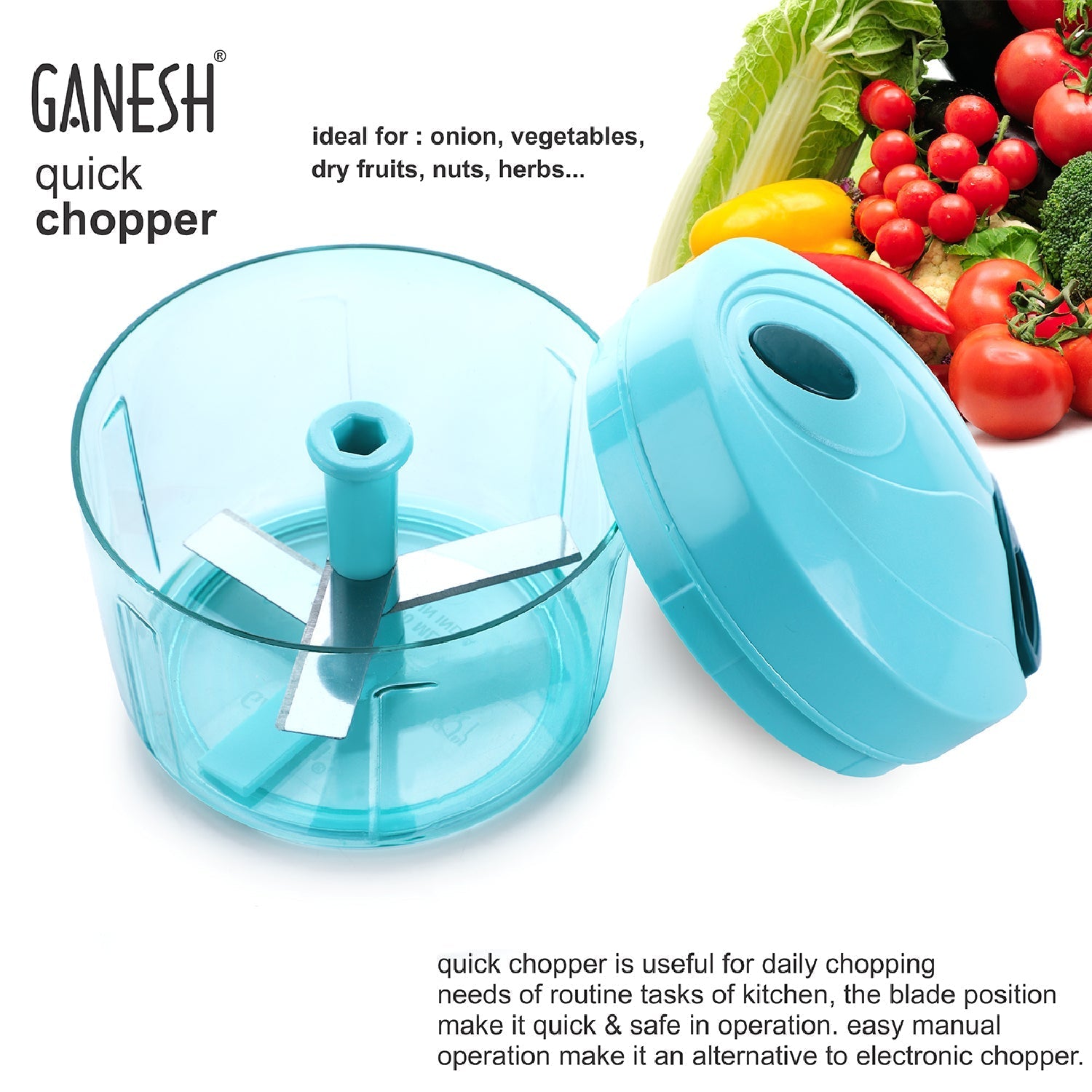 8105 Ganesh Quick Vegetable Chopper (1 Unit Chopper)(725 Ml)