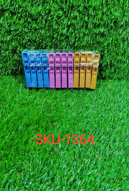 1364 Multipurpose 12 Pcs Cloth Clips (Multicolour)