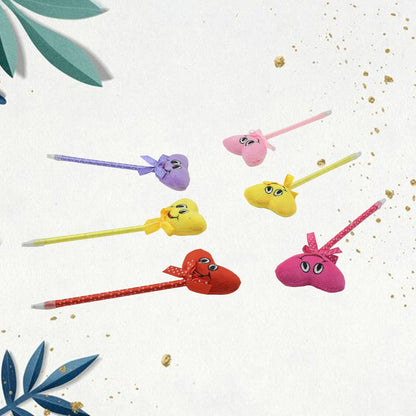 Cute Cartoon Shape & Heart Design Facy Writting Pen Attached Rattle | Ball Pen Smooth Writing For Wedding , Events & Multiuse Pen Best Pen l Use for Kids (12 Pcs Set Mix Design & Color)