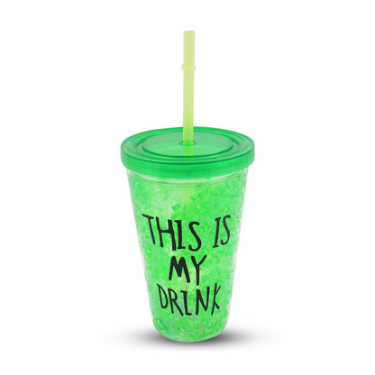 Plastic Drink Cup, Tea Coffee Tumbler with Lid and Straw (1 Pc)