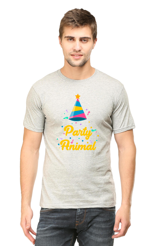 "Party Animal" Printed Unisex T-Shirt | Fun Party Hat & Confetti Graphic