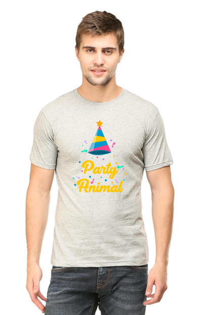 "Party Animal" Printed Unisex T-Shirt | Fun Party Hat & Confetti Graphic