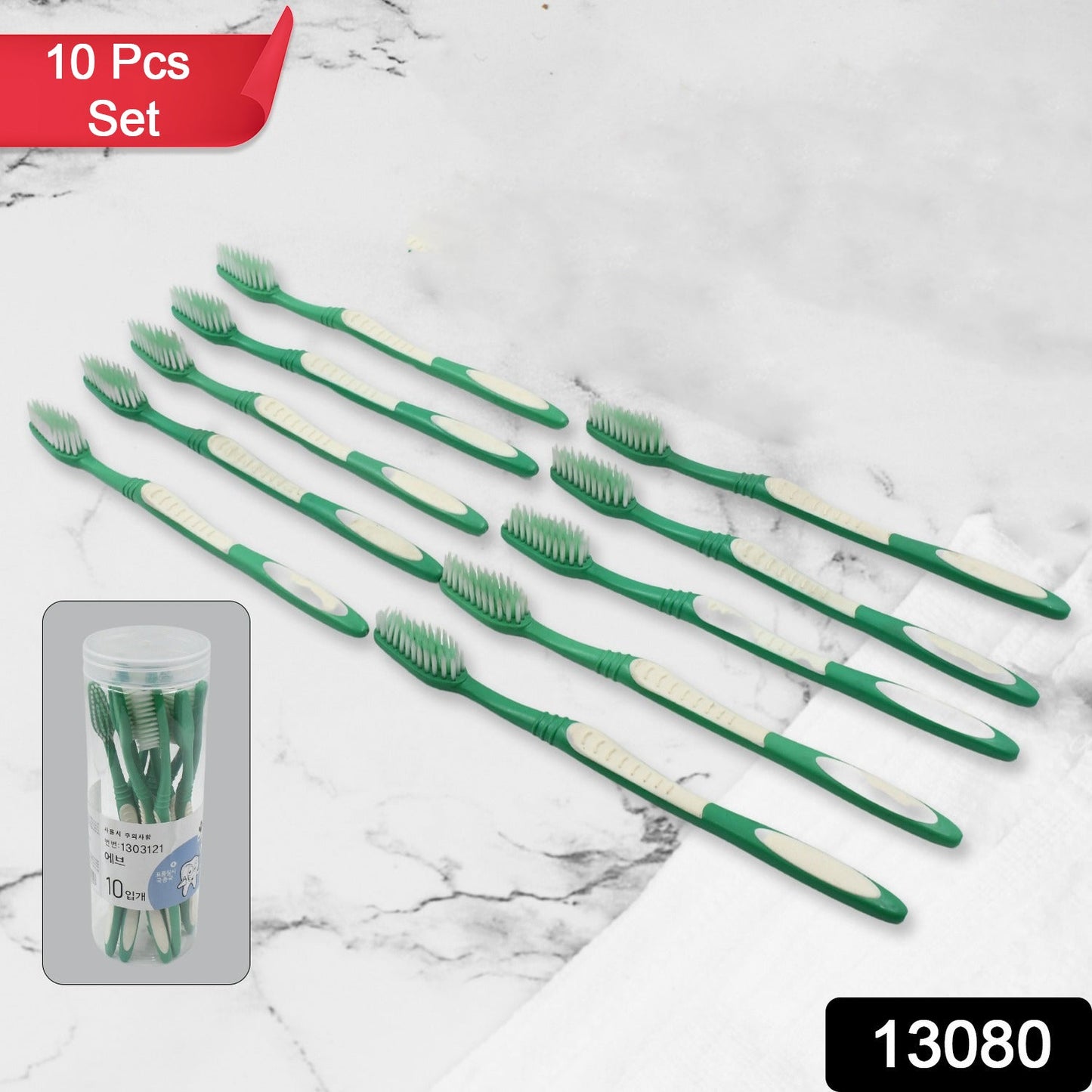 Plastic Toothbrush With Plastic Round Box for Men and Women, Kids, Adults Plastic Toothbrush (10 pcs Set)