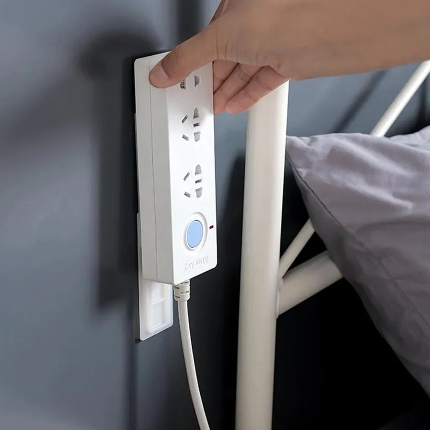 Self Adhesive No Hole Wall Mount, Reusable, Non Residue Plug Organizer For Home Office & Multiuse Device