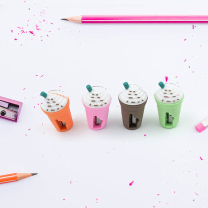 2In1 3D Cute Coffee Or Ice cream Shape sharpner Like Rotary Manual Pencil Sharpener for Kids Ice Cream Style Office School Supplies, Back to School Gift for Students,Kids Educational Stationary kit, B'Day Return Gift (24 Pcs Set)