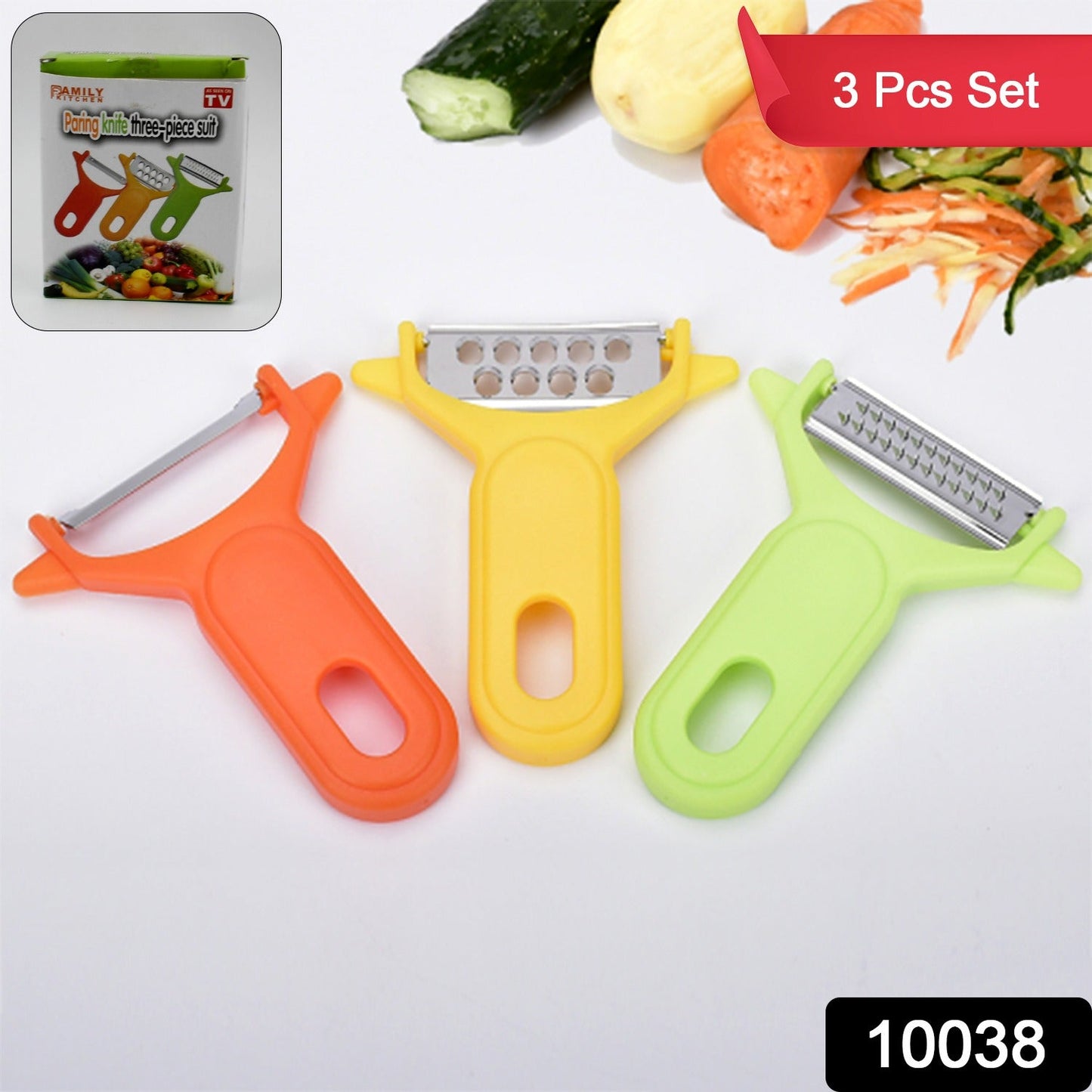 Peeler Slicers Shredders for Fruits and Vegetables, Cutter, Grater Kitchen Helper, Potato Fruits Peeler, Stainless Steel Sharp Blade with Non-Slip Handle (3 Pcs Set)