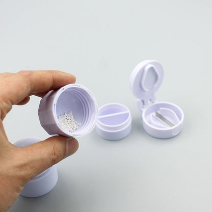 6076 4-in-1 Layer Multipurpose Plastic Portable Pocket Size Tablet Medicine Cutter Divider with Partitioned Storage and Crusher Grinder Powder