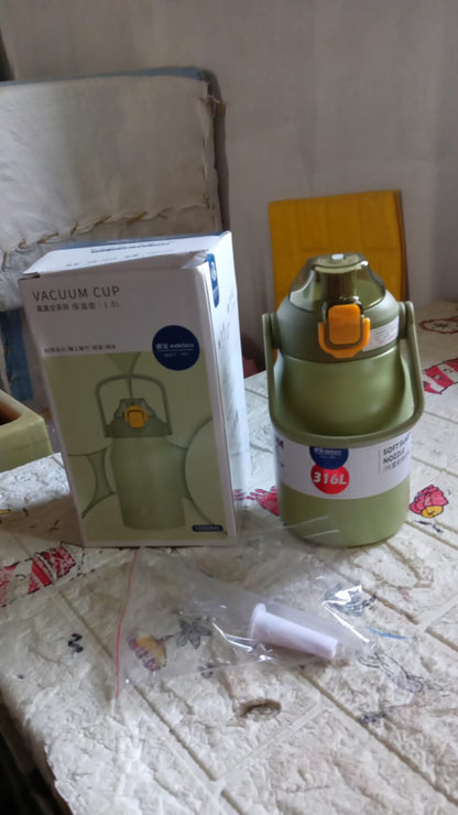 Premium Stainless Steel Vacuum Insulated Bottle Water Flask Vacuum Hot Cold For Kids / Travelling Water Bottle for Kids with Straw, Thermos For office / Gym /School (1000 ML)