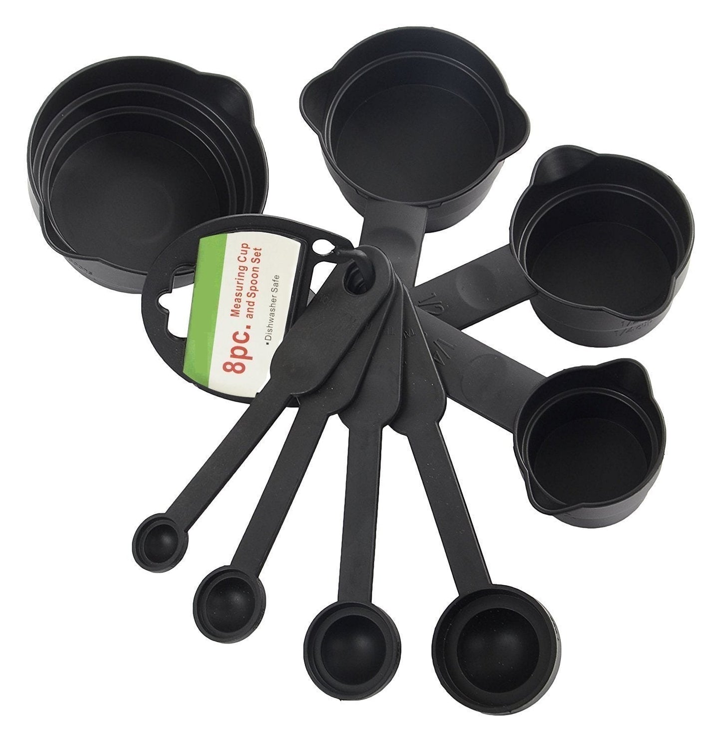 106 Plastic Measuring Cups and Spoons (8 Pcs, Black) Party Hat