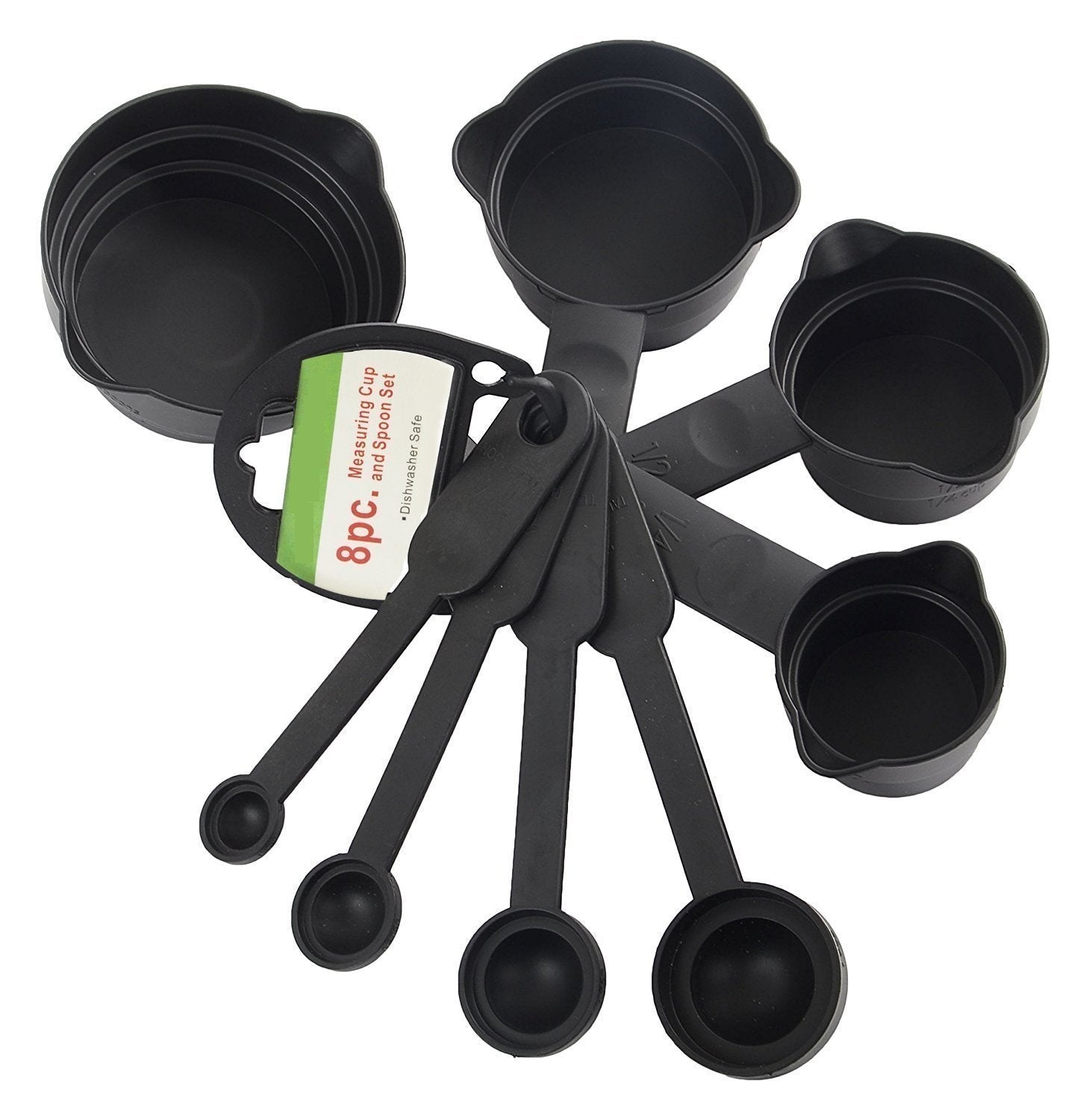 106 Plastic Measuring Cups and Spoons (8 Pcs, Black) Party Hat