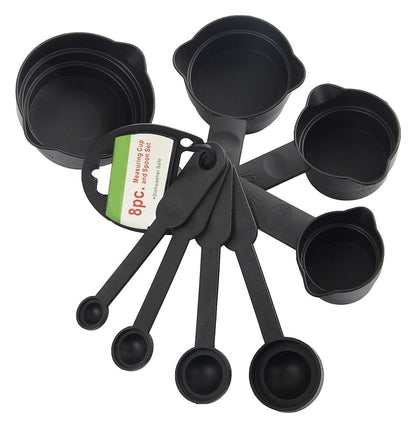 106 Plastic Measuring Cups and Spoons (8 Pcs, Black) Party Hat