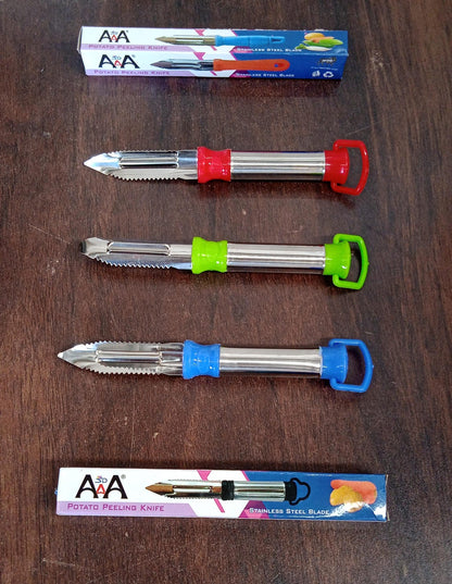 2in1 Multi-Purpose Stainless Steel Peeler With Hanging Ring For Vegetables, Potato Peeler, Carrot, grated, Suitable for Peeling and shredding Fruit and Vegetables Kitchen Accessories, Piller (1 pc)