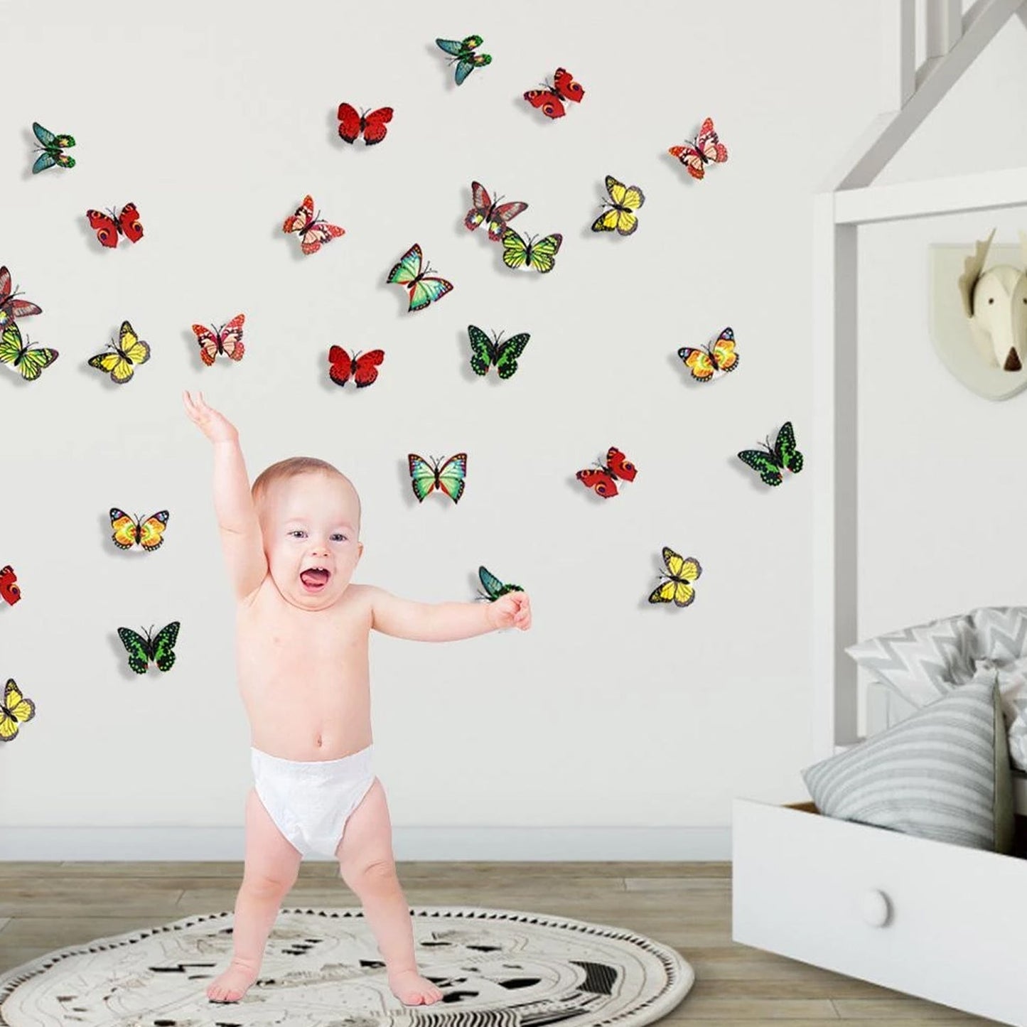 The Butterfly 3D Night Lamp Comes with 3D Illusion Design Suitable for Drawing Room, Lobby.n (Loose)