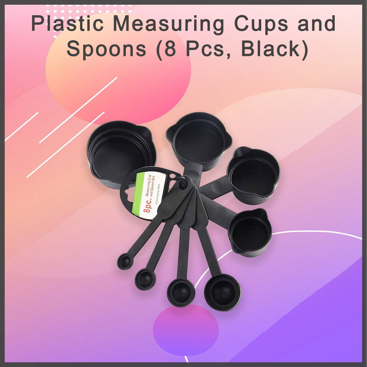 106 Plastic Measuring Cups and Spoons (8 Pcs, Black) Party Hat