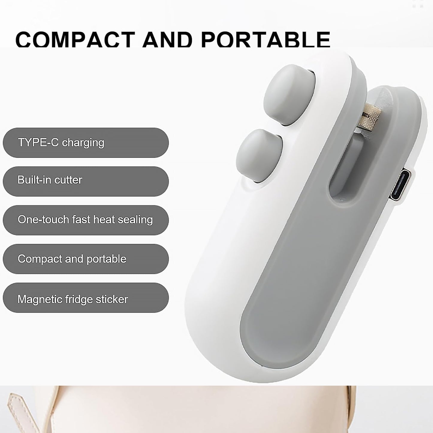 2-in-1 Portable Mini Bag Sealer/Cutter Machine (Type-C USB Charging)