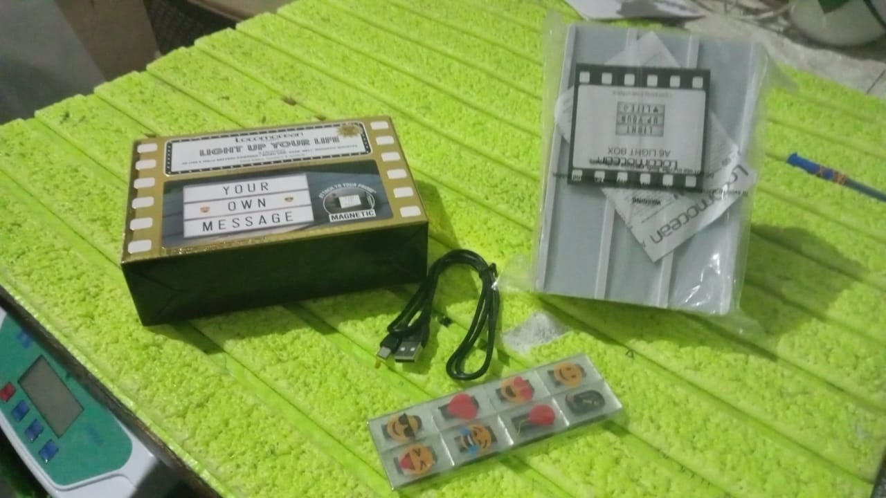 Black Mini A6 Magnetic Cinematic Light Box with 82 Characters and 10 Emojis (1 Set)