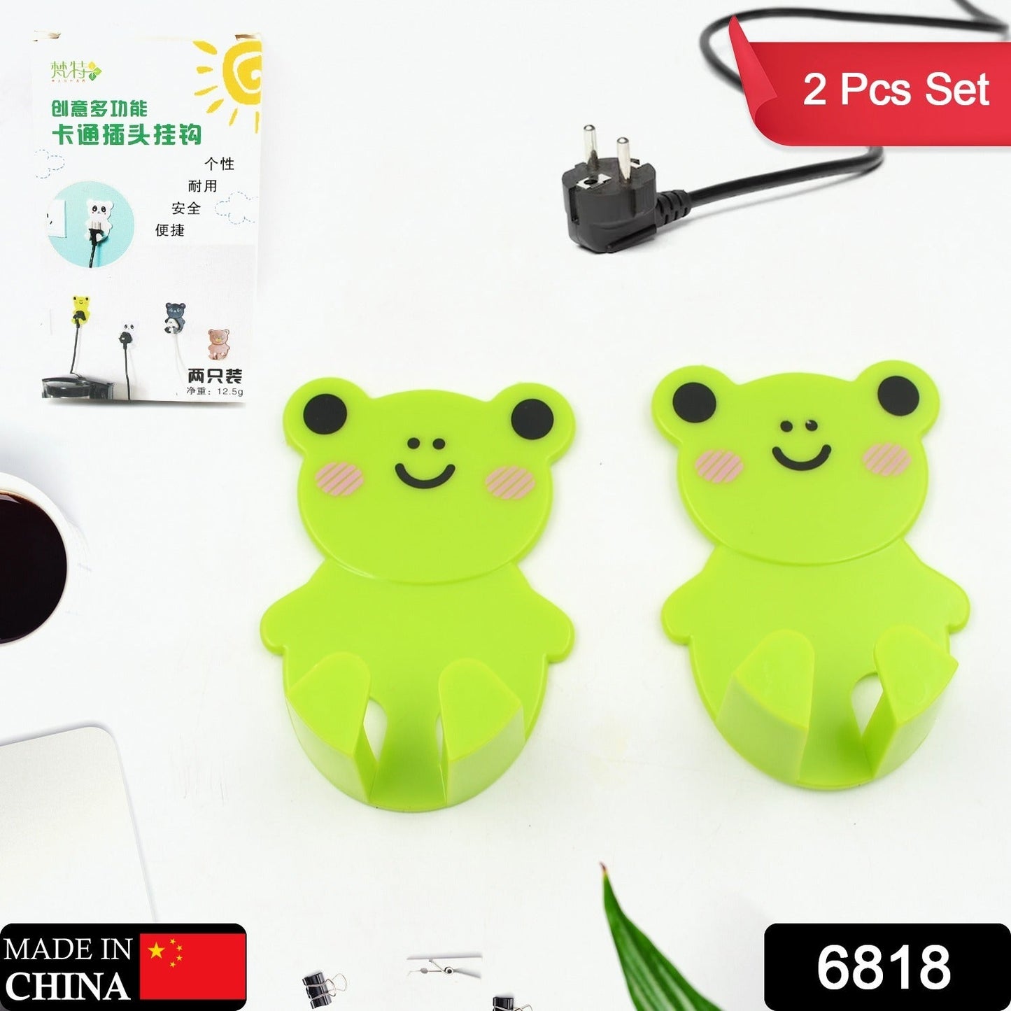 Plastic Adhesive Cable Plug Hook Bathroom Power Plug Socket Holder for office, home and restaurant use 2 pc Set