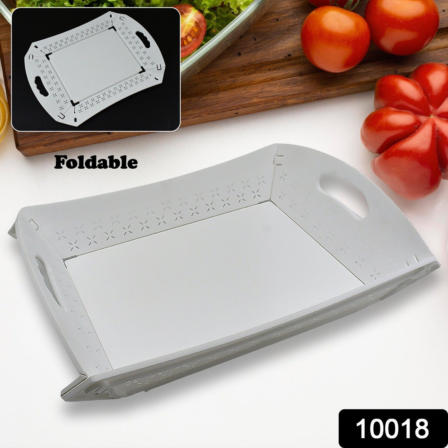 Foldable Serving Tray Plastic Serving Tray With Handle Serving Tray For Food, Kitchen, Outdoors, Restaurants (1 Pc)