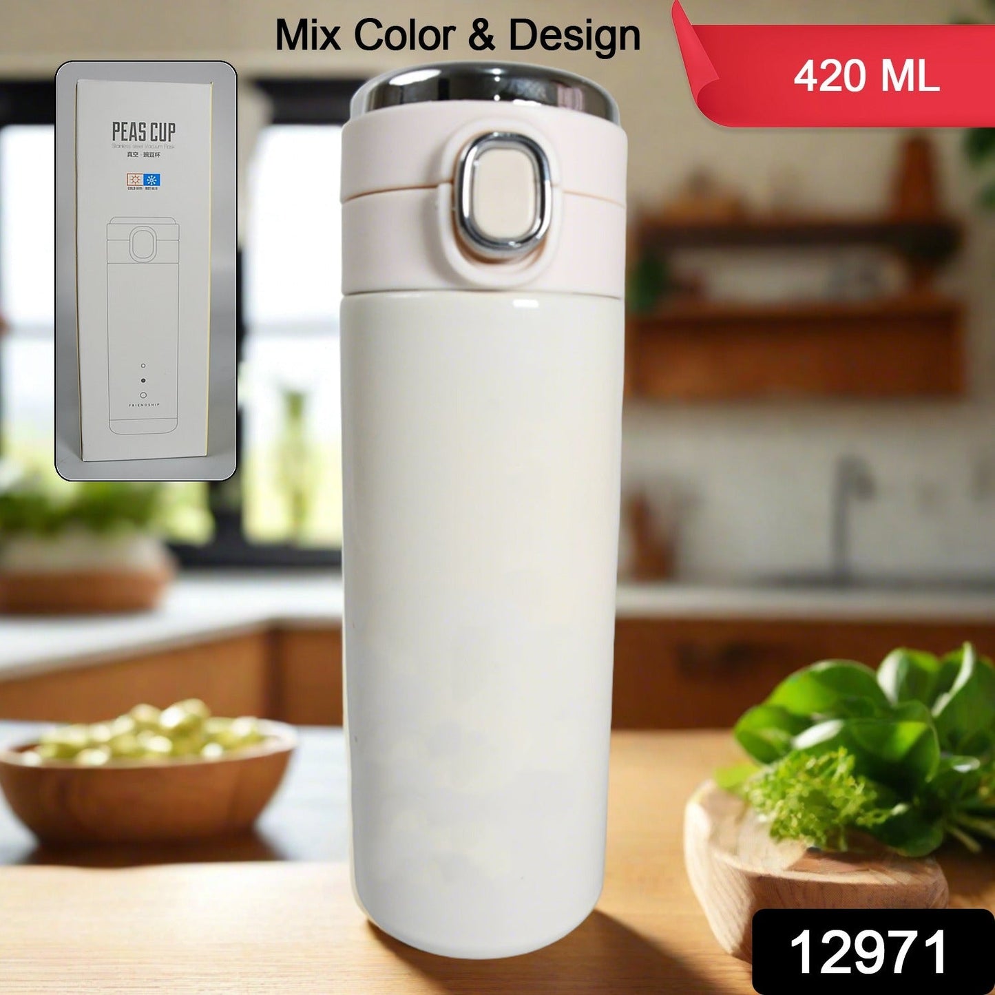 Smart Vacuum Insulated Water Bottle with LED Temperature Display, Cold & Hot | Leak Proof | Office Bottle | Gym | Home | Kitchen | Hiking | Trekking | Travel Bottle (Mix Color & Design / 420 ML)